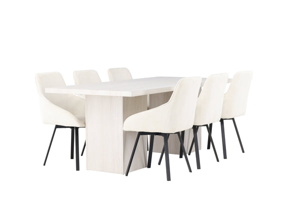 Matgrupp OLGA Matbord 200x90 & 6st ROSIE Matstolar Beige