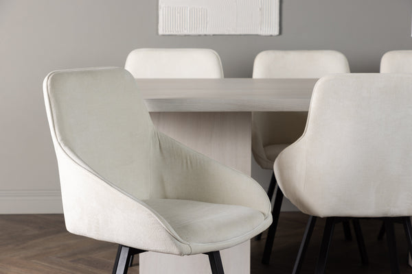 Matgrupp OLGA Matbord 200x90 & 6st ROSIE Matstolar Beige