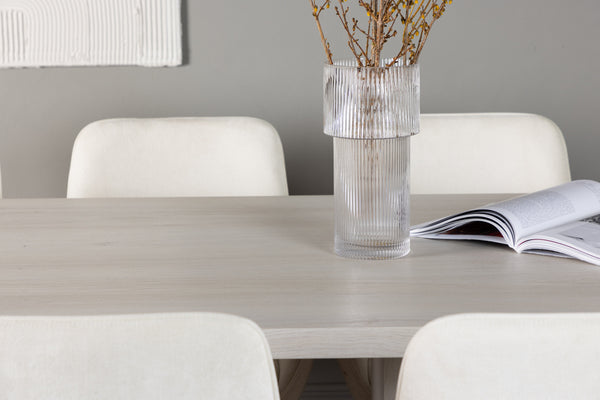 Matgrupp OLGA Matbord 200x90 & 6st ROSIE Matstolar Beige