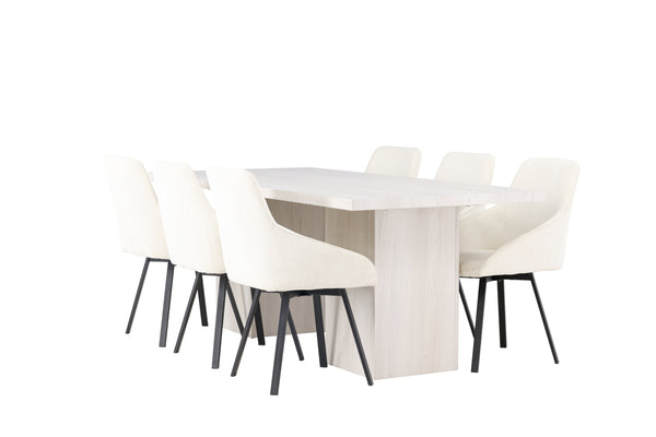 Matgrupp OLGA Matbord 200x90 & 6st ROSIE Matstolar Beige