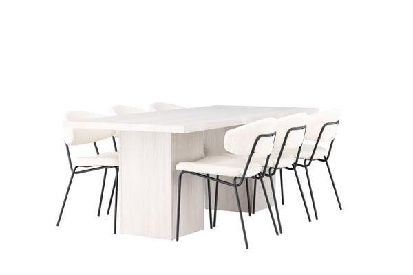 Matgrupp OLGA Matbord 200x90 & 6st CHICO Matstolar Berge