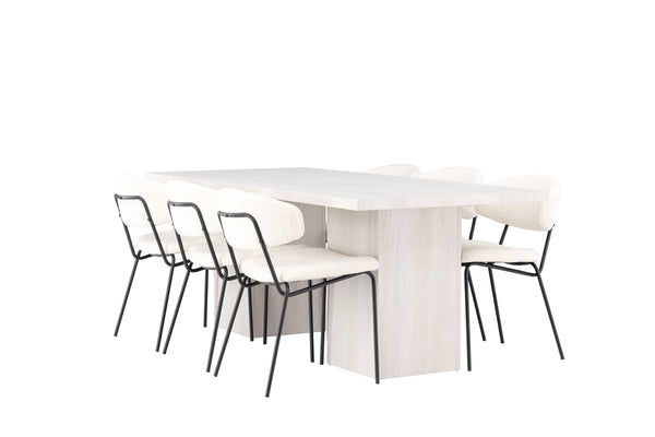 Matgrupp OLGA Matbord 200x90 & 6st CHICO Matstolar Berge