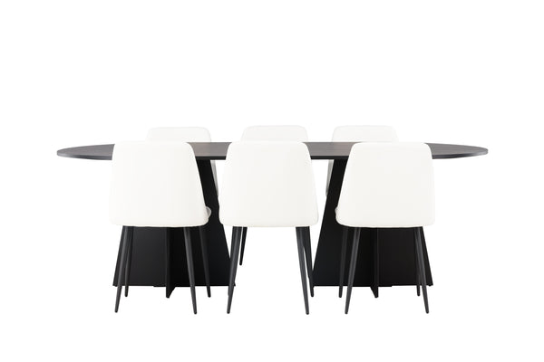 Dining group BOOTCUT Dining table 115X230 &amp; 6 NIGHT Dining chairs White