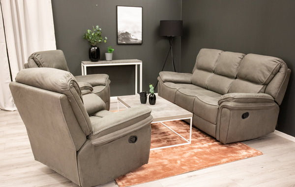 SARANDA 3-Sits Reclinersoffor med Reclinerfåtöljer Grå