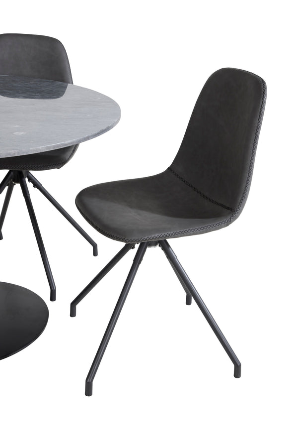 Esszimmergruppe POLAR &amp; ESTELLE 4 Esszimmerstühle Schwarz + Esstisch ⌀106
