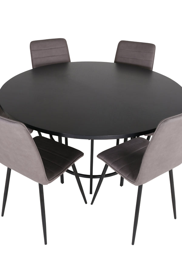 Esstischgruppe COPENHAGEN &amp; WINDU Esstisch ⌀140 + 6 Esszimmerstühle Grau