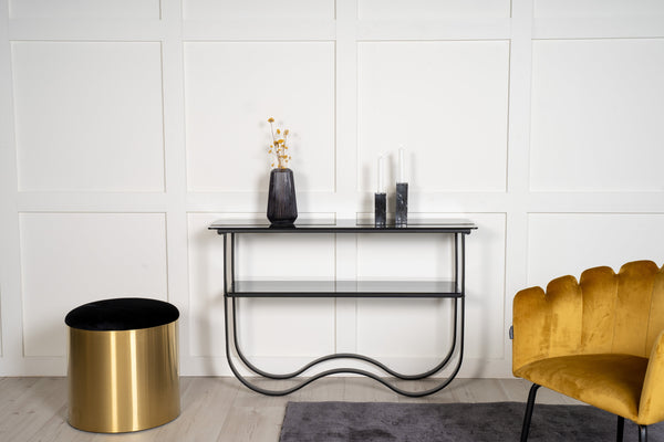 Sidobord WAVY Glas 33,5x117 cm-Svart