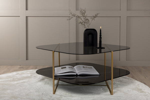 Soffbord UN-LINE 85x85cm-Glas Svart