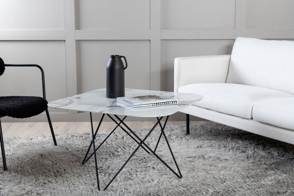 Soffbord TRISTAR 80x80cm-Glas Vit
