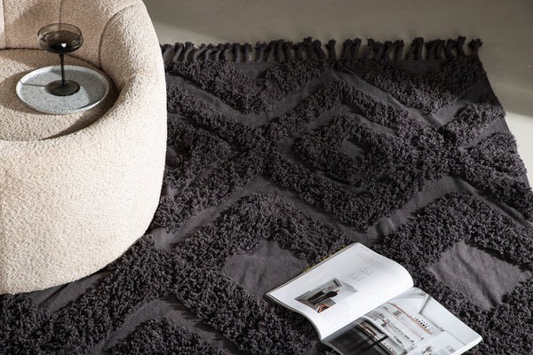 Rectangular rug HILMA Cotton 350x250cm-Dark grey