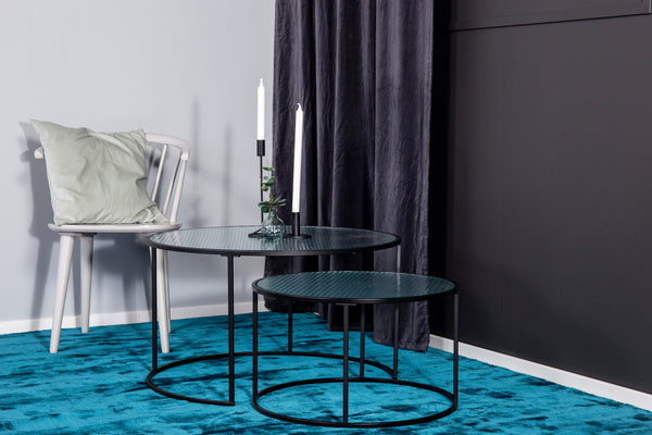 Soffbord TWIN ⌀79,5cm-Pressed Glas Svart