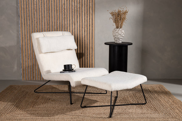 Lounge fåtölj LACONIA Sammet 88x65x83.5cm-Vit