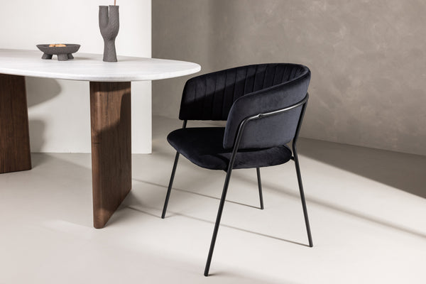 Esszimmerstühle SELMA Samt 82x54x58cm Schwarz-2St
